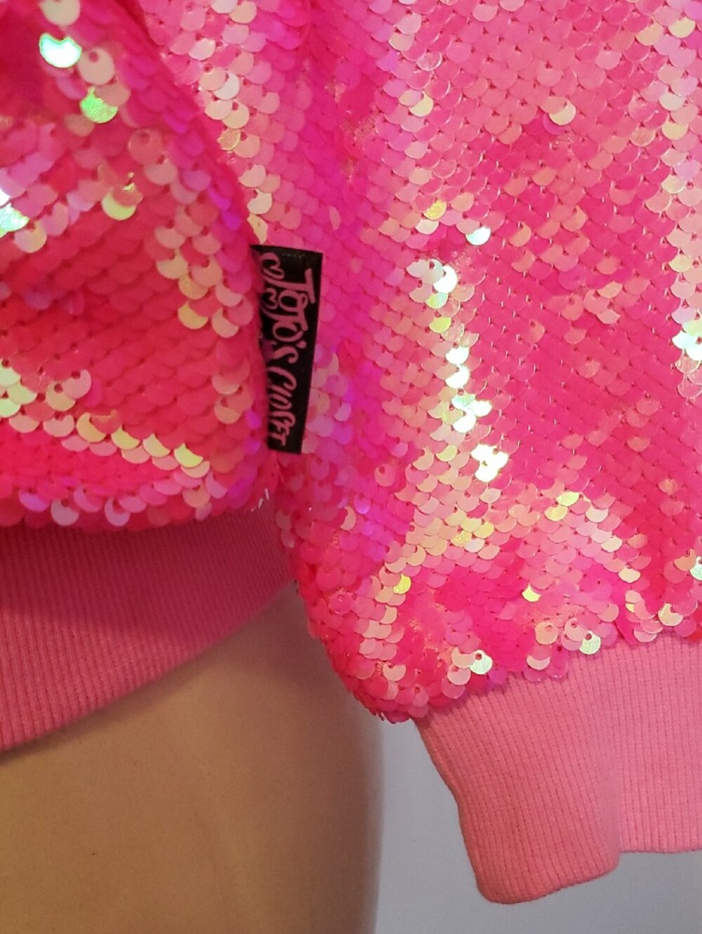 Girls' Pink Sequin Bomber Jacket - Sparkle Front Zip - Picture 2 of 9